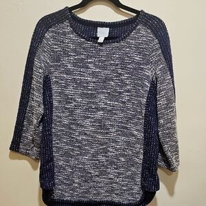 Women's Navy and Gray Waffle Sweater